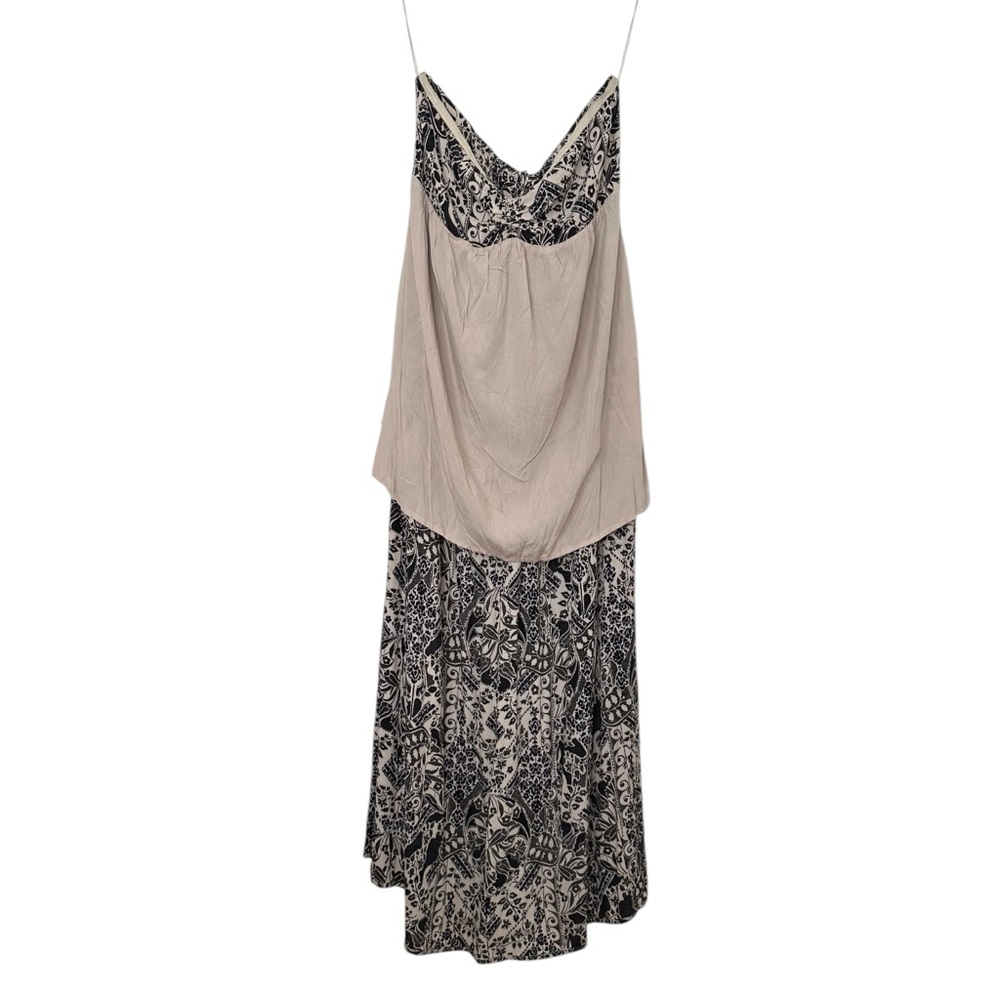 VICI Boho Halter Maxi‎ Dress Babydoll Black Cream Floral Resort Wear Beachy S - Picture 12 of 16